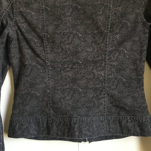 Kenneth Cole Reaction Cotton Paisley & Lace Print Moto Jacket - Picture 7 of 16